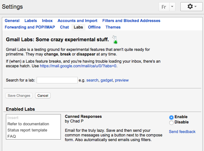 How to set up the canned responses feature on Google