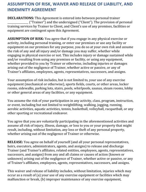 Personal Training Personal Trainer Contract Template